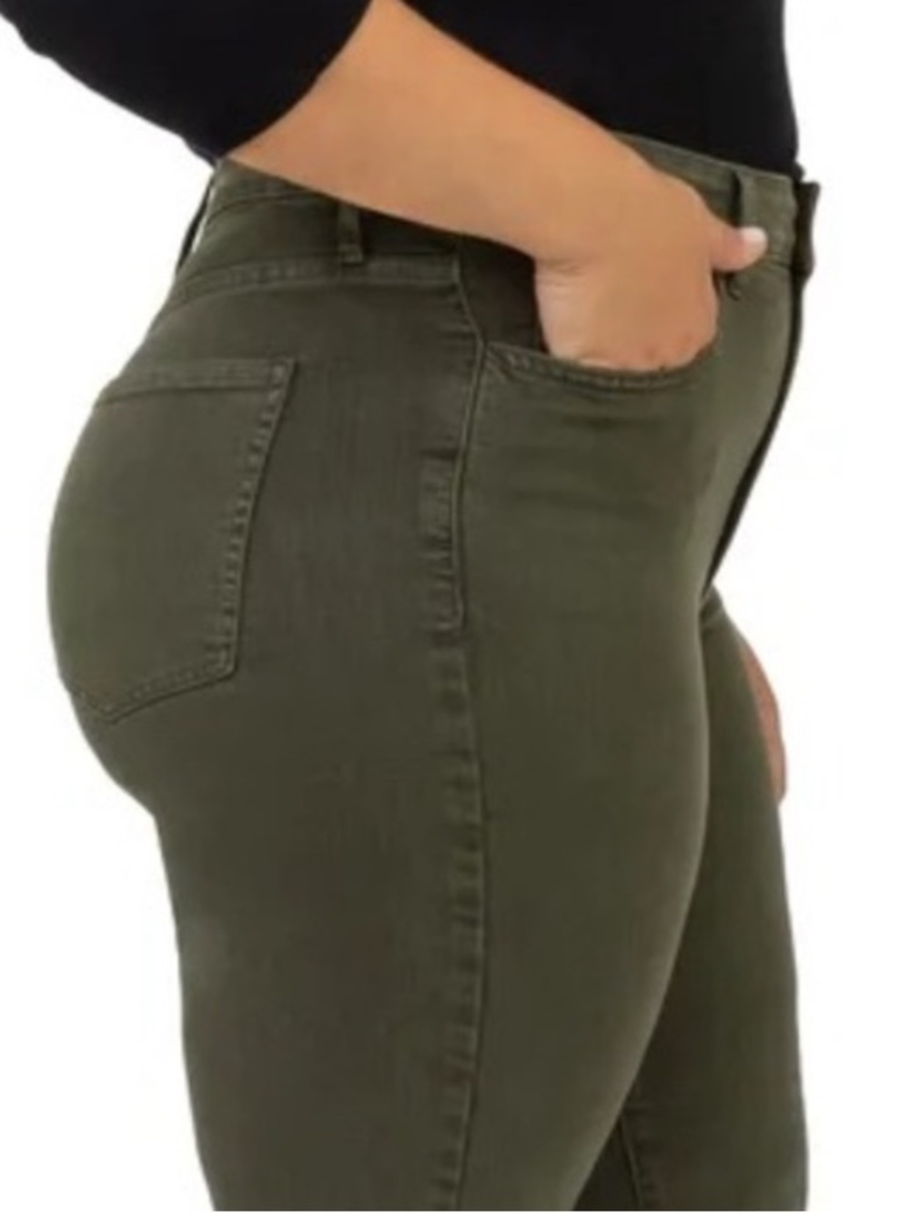 NWT WELL WORN Plus High Rise Classic Straight Leg Jeans in Olive Green Sz 14